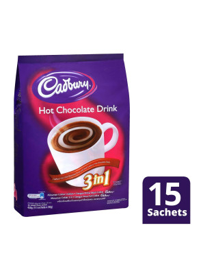 CADBURY HOT CHOCOLATE DRINK (3 IN 1) 450g (15 sachets)