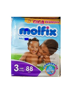 MOLFIX BABY DIAPERS SIZE 3(MIDI 4-9KG) 88PCS