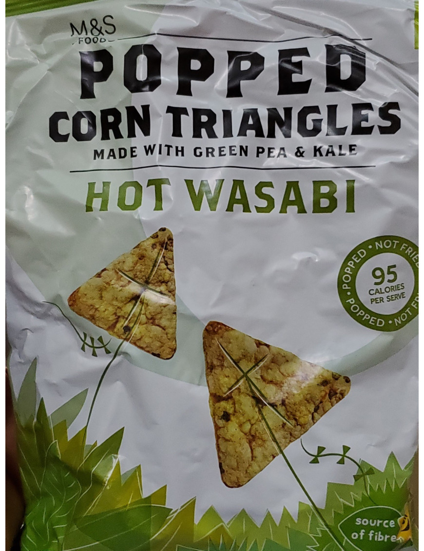 M&S POPPED CORN TRIANGLES HOT WASABI